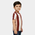 Boys' Maroon Round Neck Vertical Striped T-Shirt, Maroon, small
