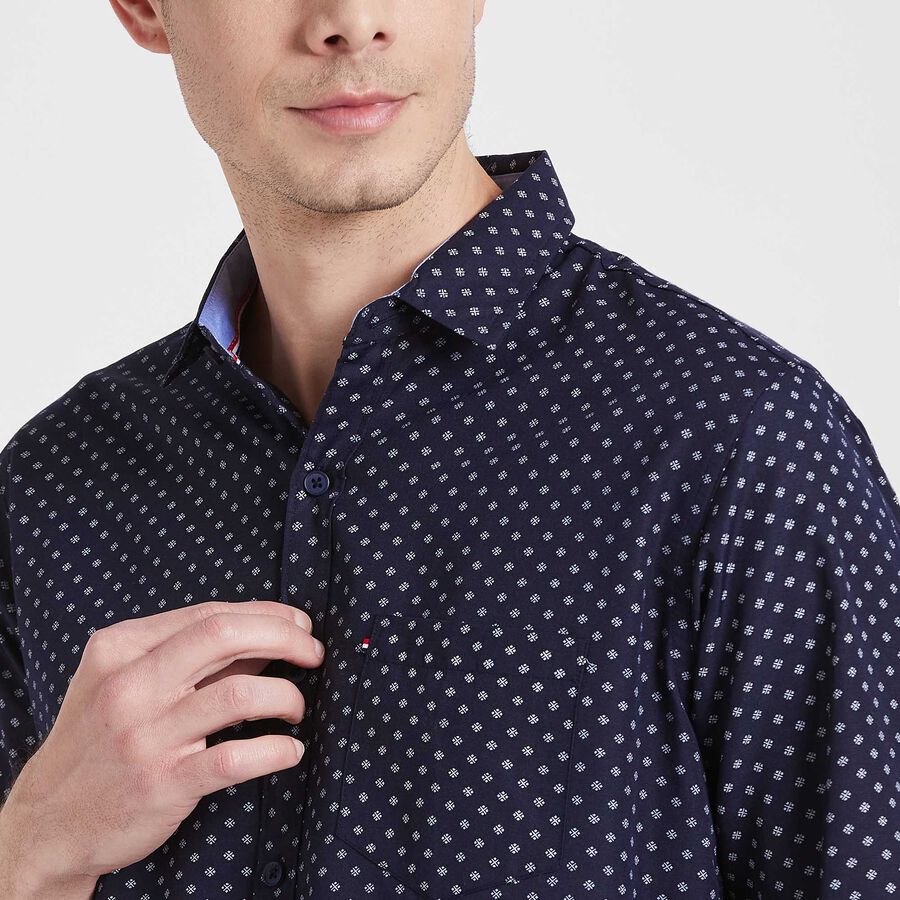 Printed Casual Shirt, Navy Blue, large image number null