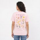 Women's Pink Cotton Round Neck Graphic Print T-Shirt, हल्का गुलाबी, small