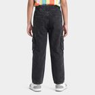Boys' Black Relaxed Fit Cargo Jeans, काला, small