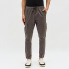Men's Muted Charcoal Slim Fit Cargo Trousers, गहरा ग्रे, small image number null