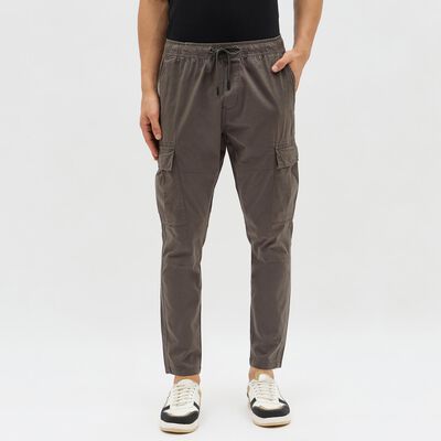 Men's Muted Charcoal Slim Fit Cargo Trousers