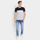 Cut & Sew Round Neck T-Shirt, Black, small image number null