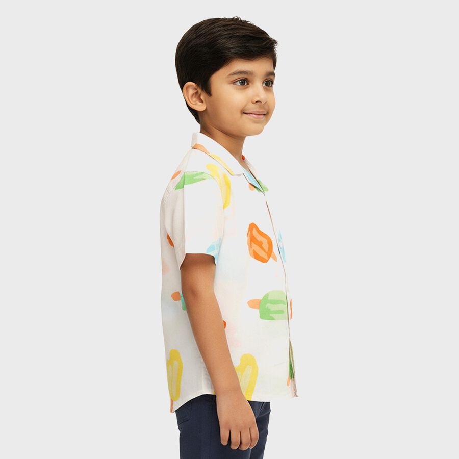 Boys Snow White Classic Casual Shirt, सफ़ेद, large