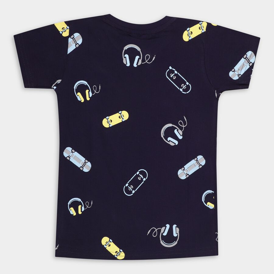 Boys' 100% Cotton Half Sleeves T-Shirt , नेवी ब्लू, large image number null