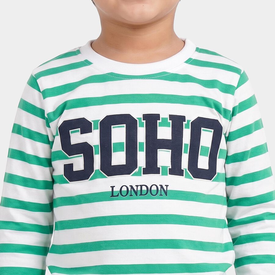 Boys Green Crew Neck Regular Boys T-Shirt, Light Green, large