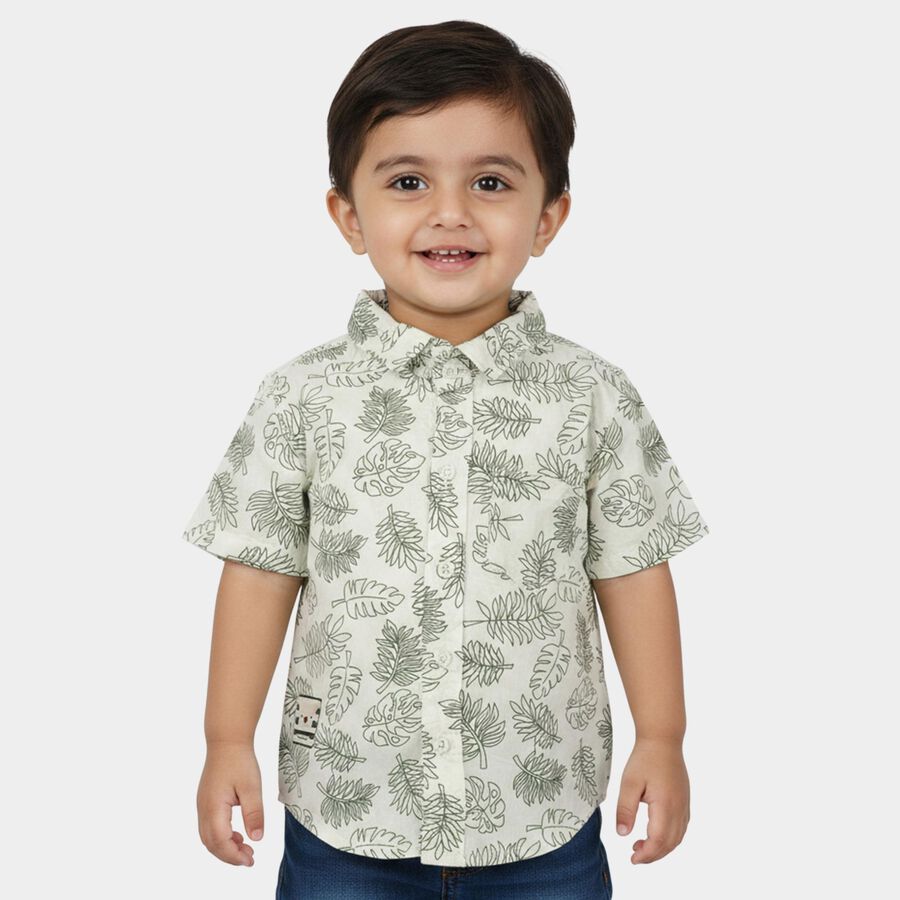 Infants Green Cotton Casual Shirt, Light Green, large