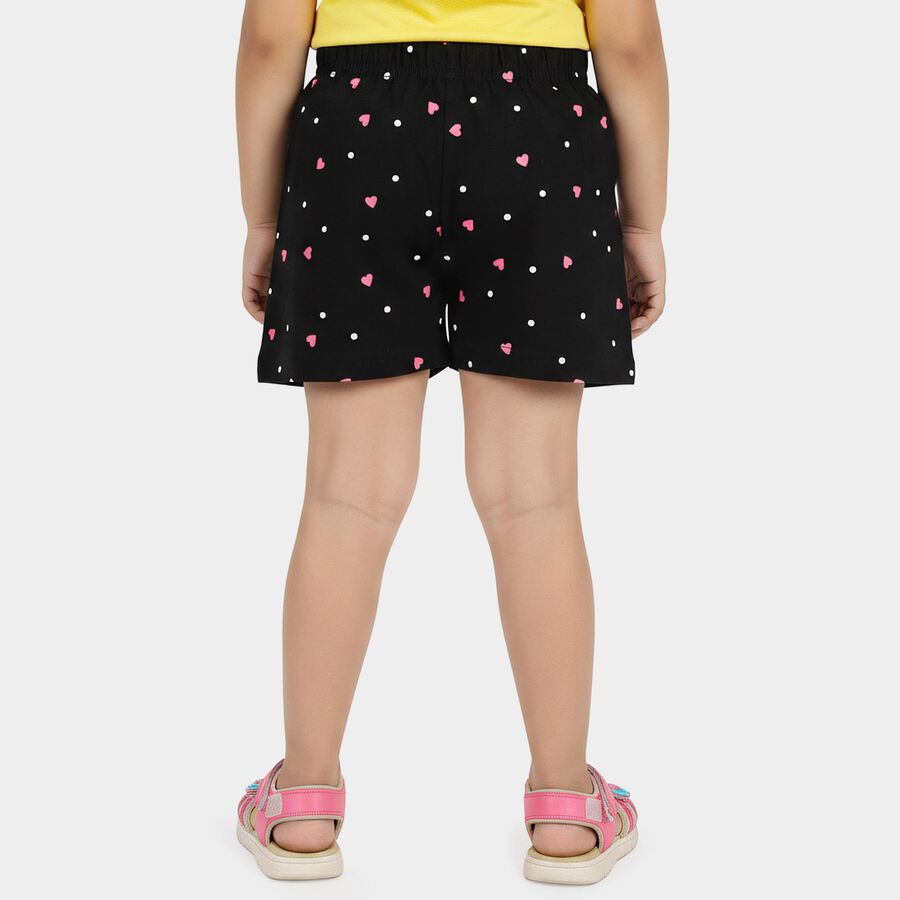 Girls Black Regular Fit Casual Shorts, काला, large