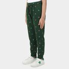 Girls' Green Jogger Fit Palm Print Pyjama, गहरा हरा, small