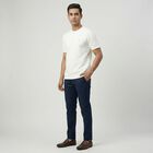 Men's White Round Neck Casual T-Shirt, White, small