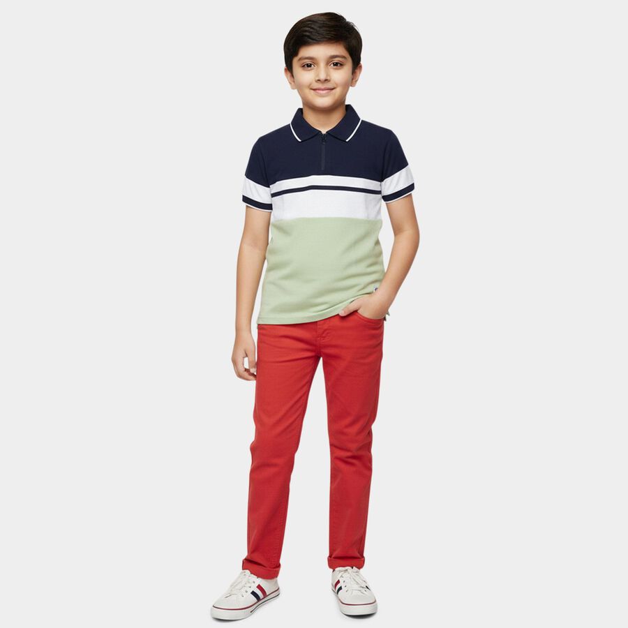 Boys Mint Green Crew Neck Graphic Printed T-Shirt, Light Green, large