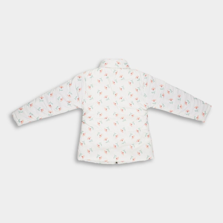 Girls' Soft White High Neck Casual Jacket, गहरा पीला, large image number null
