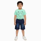 Boys' Light Green Cotton Round Neck Tiger Print Baba Suit, Light Green, small image number null