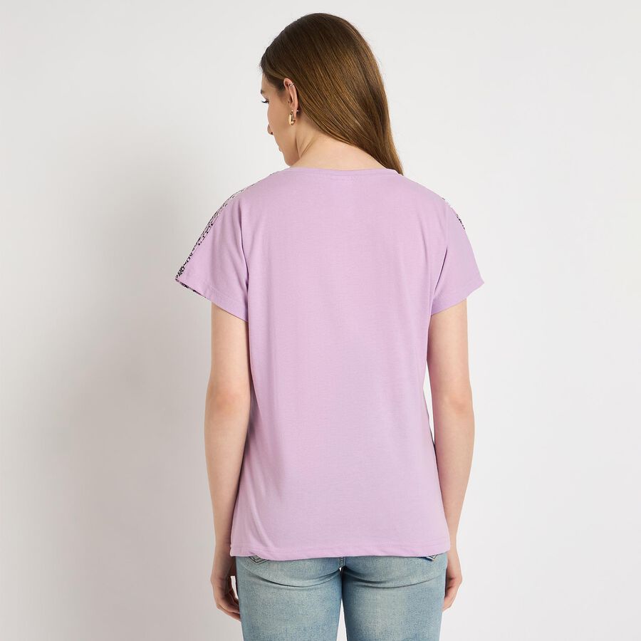 Ladies' Round Neck T-Shirt , लाइलेक, large