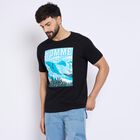 Men's 100% Cotton Round Neck Half Sleeves T-Shirt , काला, small