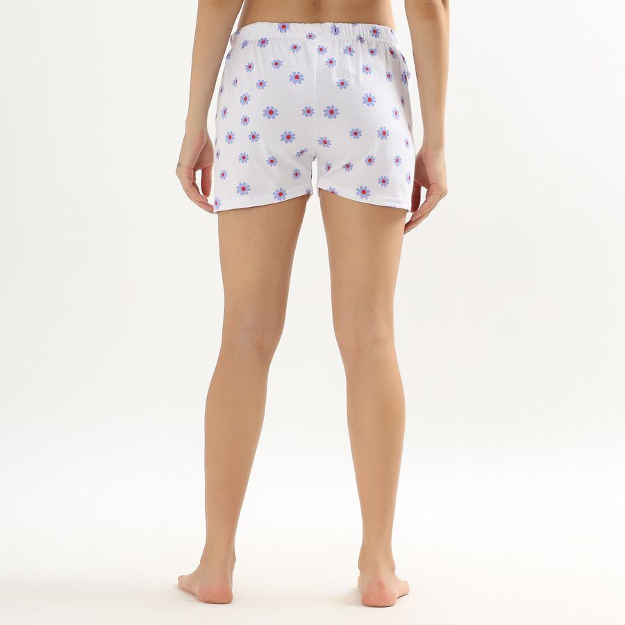 Girls' Bright White Floral Printed Shorts, हल्का नीला, large image number null