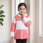 Girls Pink Hooded Puffer Jacket, Pink, small