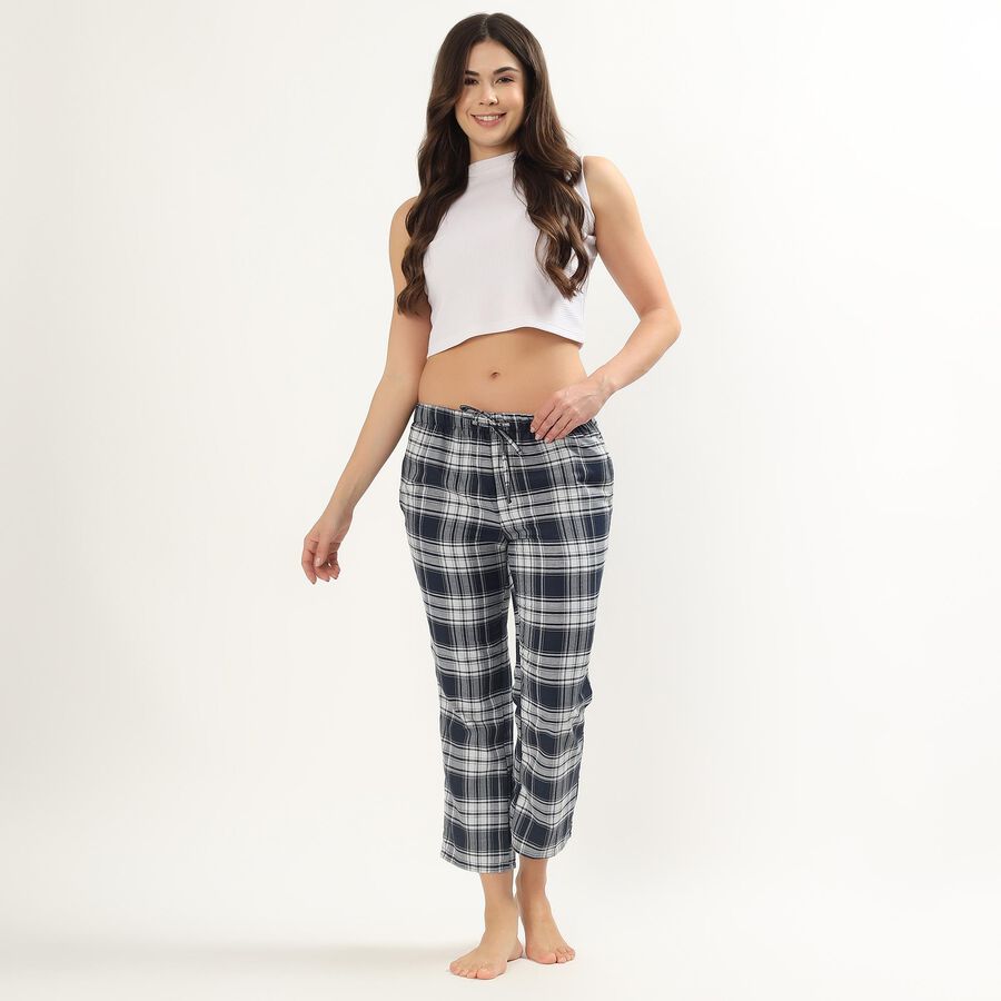 Women's Relaxed Fit Cotton Blend Pyjama, Navy Blue, large