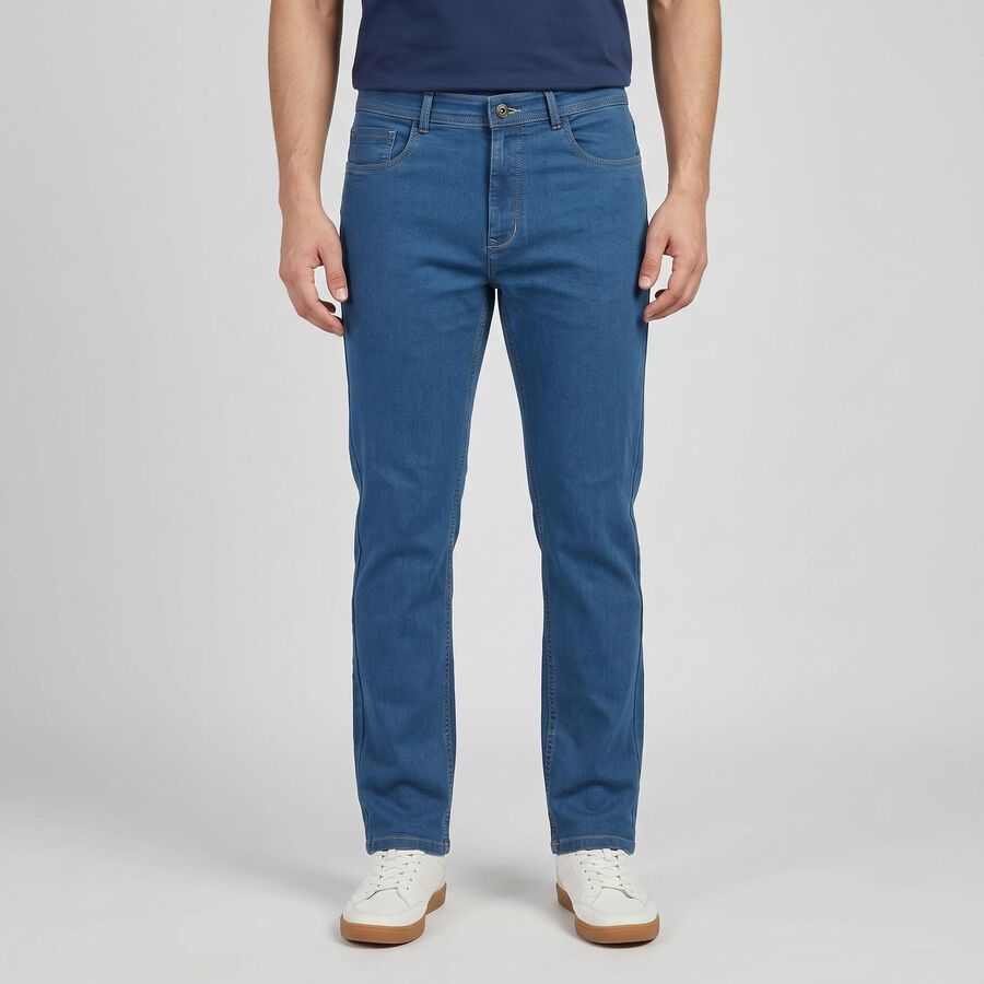 Men's Light Blue Slim Fit Washed Jeans, हल्का नीला, large