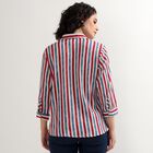 Women's Bright Red and Navy Blue Collar Casual Shirt, Red, small image number null