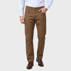 Men's Khaki Flat-Front Chino Trousers, खाकी, small