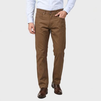 Men's Khaki Flat-Front Chino Trousers