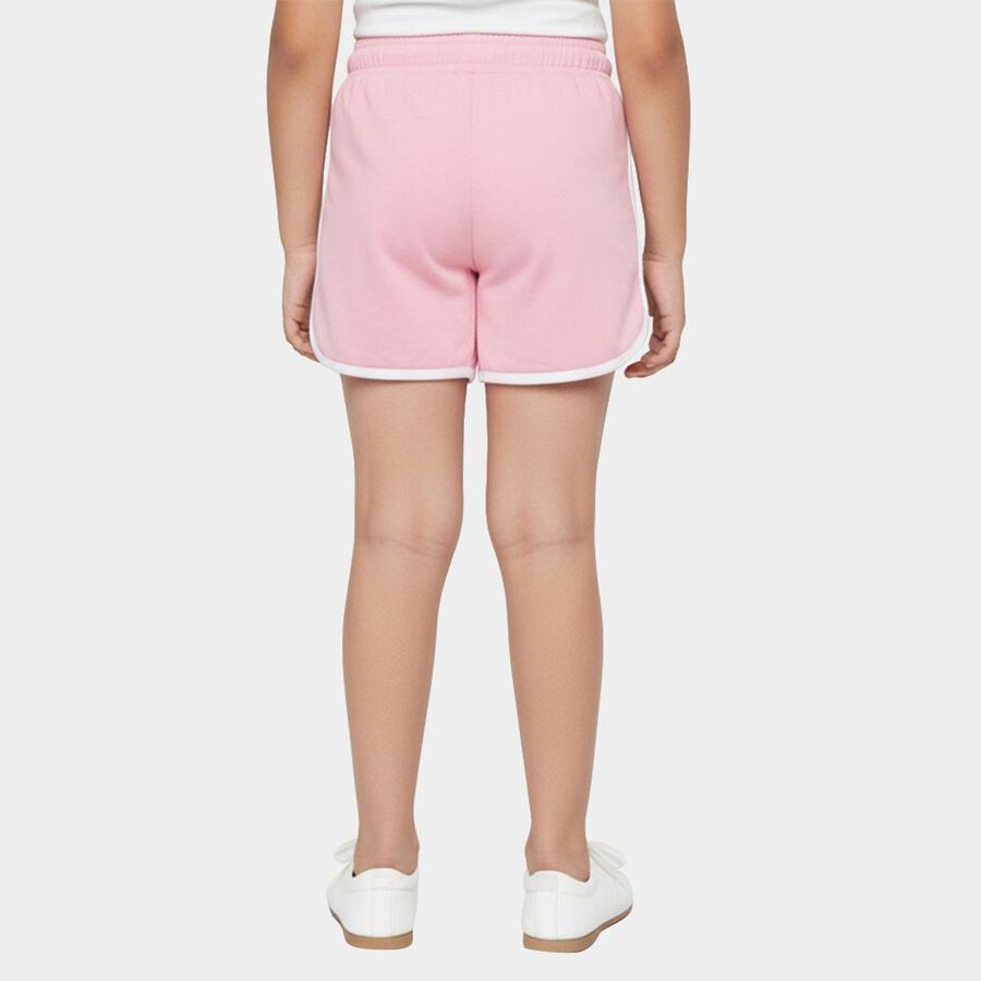 Girls' Pink Regular Fit Floral Print Drawstring Shorts, गुलाबी, large