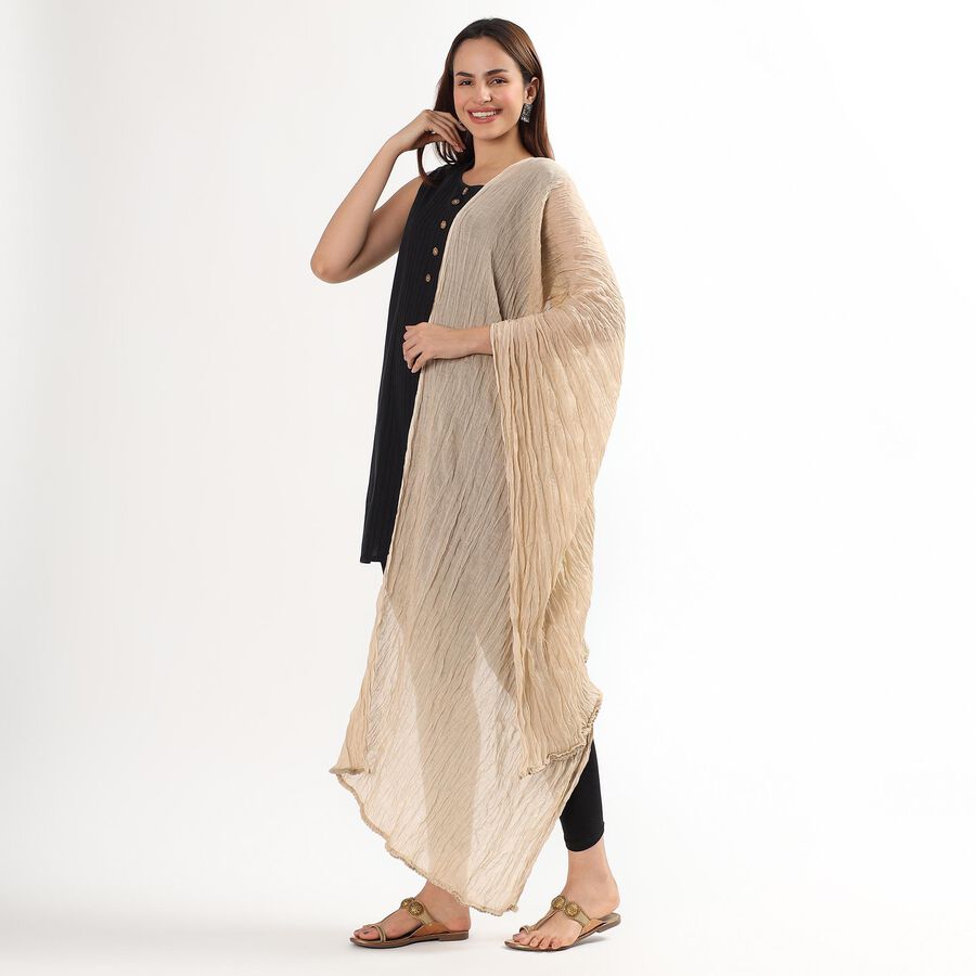 Women's Light Beige Crinkled Dupatta, Beige, large image number null
