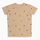 Girls Light Beige Round Neck Casual T-Shirt, Beige, small