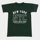 Boys Green Round Neck Casual Boys T-Shirt, गहरा हरा, small