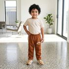 Boys Brown Straight Fit Graphic Printed Pyjama, Brown, small