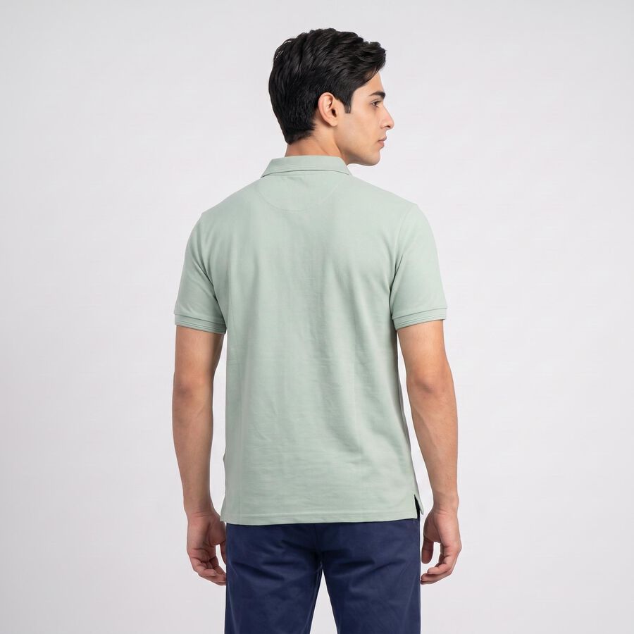 Men's Mint Green Polo Neck Polo T-Shirt, हल्का हरा, large