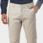 Men's Silver Slim Fit Casual Trousers, सिल्वर, small