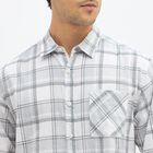 Men's Light Grey Cotton Spread Collar Casual Shirt, Light Grey, small image number null