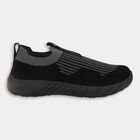 Men's Jet Black Slip-On Casual Sneakers, काला, small