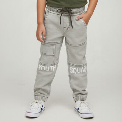 Boys' Light Grey Cargo Fit Jogger Jeans