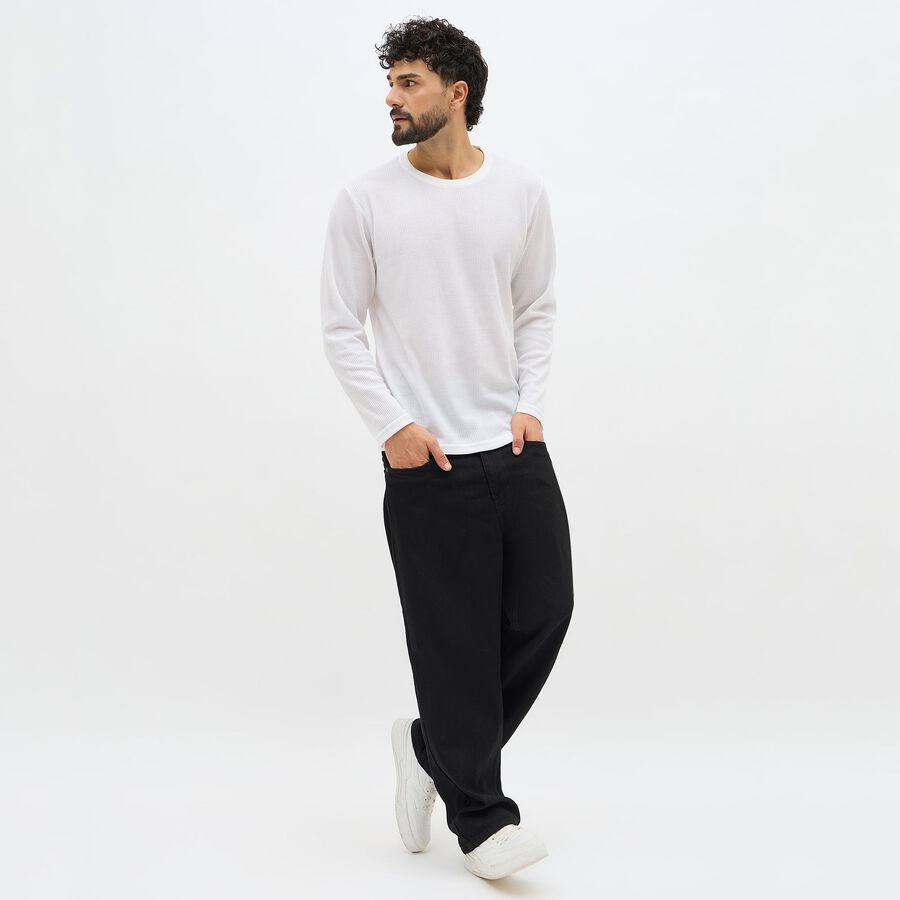 Men's Snow White Crew Neck Casual T-Shirt, White, large image number null