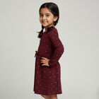 Girls' Deep Burgundy Metallic Star Printed A-Line Frock, वाइन, small image number null