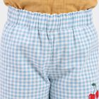 Girls' Light Blue Regular Fit Gingham Ruffle Hem Shorts, हल्का नीला, small