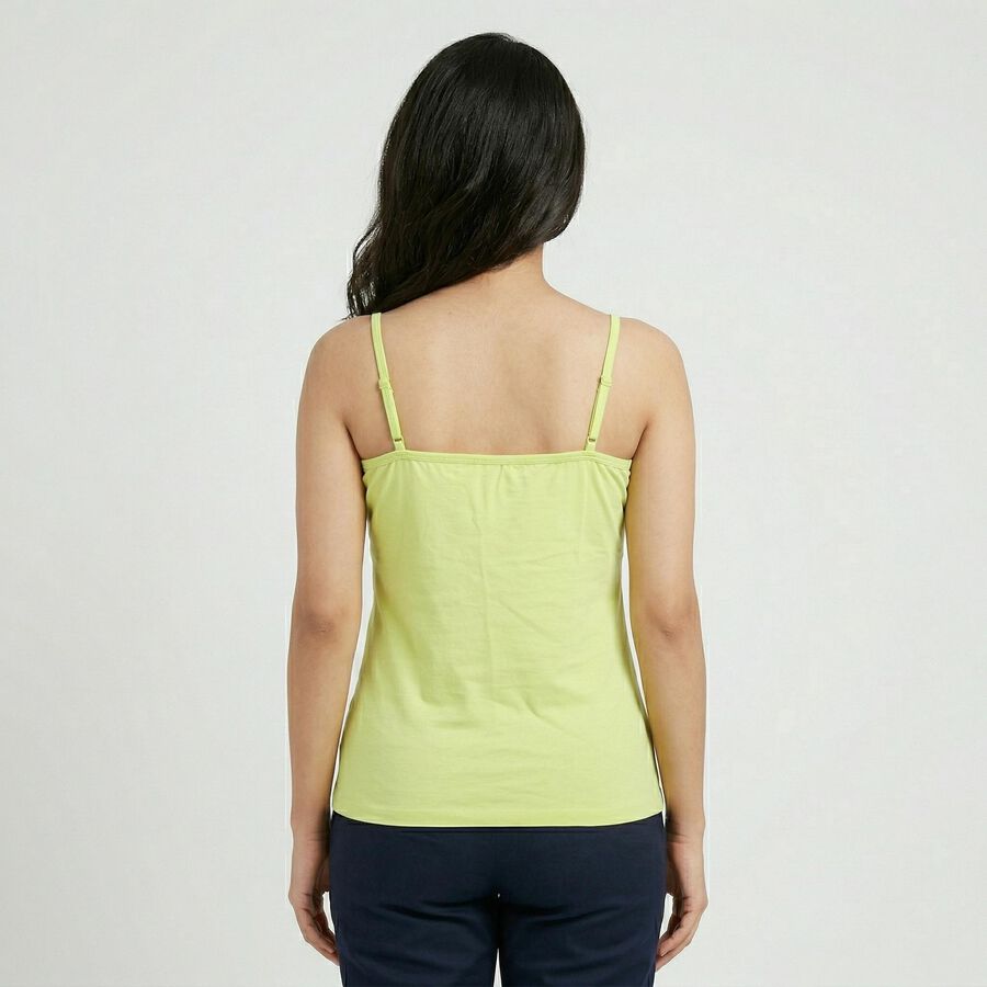 Women's Green Cotton Blend Sleeveless Minimalist Slip, हल्का हरा, large