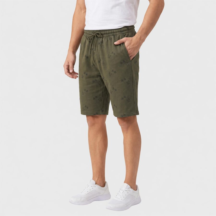 Men's Olive Green Regular Fit Printed Jamaican Shorts, Olive, large