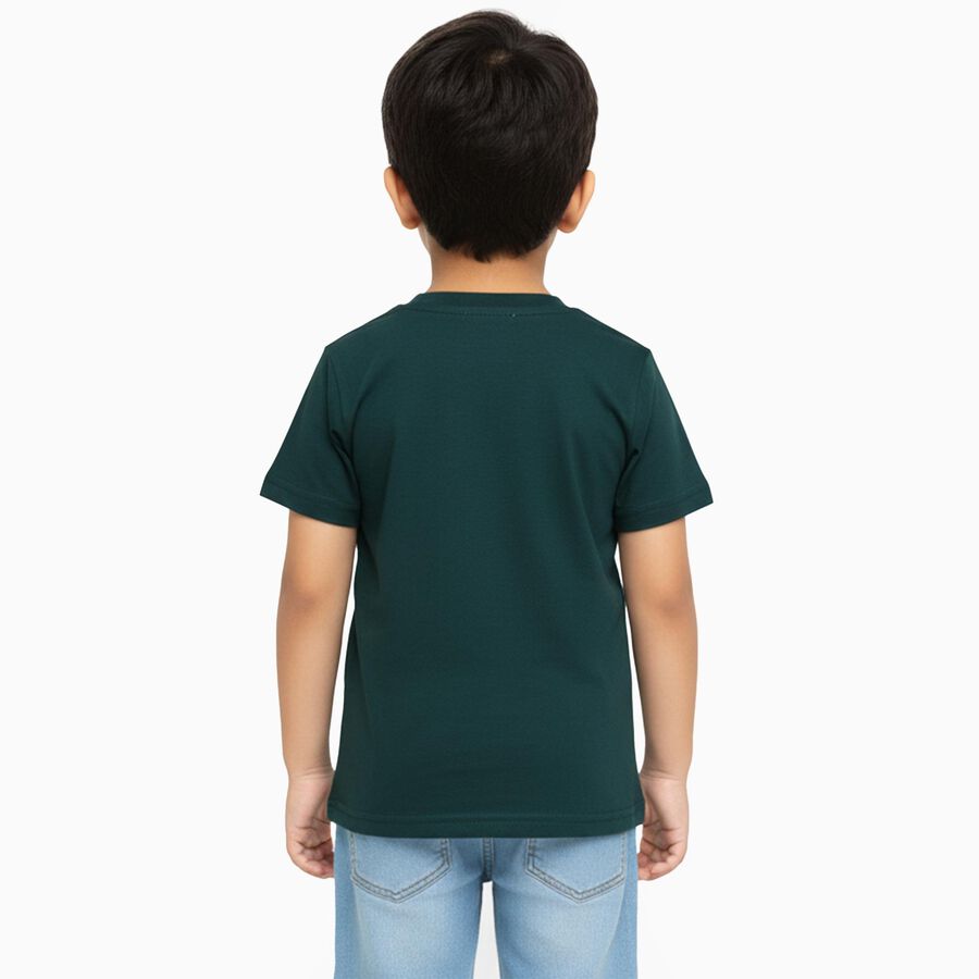Boys' Half Sleeves T-Shirt, गहरा हरा, large image number null