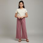 Girls' Dusty Rose Wide-Leg Textured Pyjama, गुलाबी, small image number null