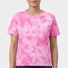 Women's Pink Cotton Round Neck Casual T-Shirt, गुलाबी, small