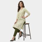 Women's Light Green Round Neck Floral Printed Kurta, Light Green, small