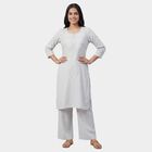 Women's Blue Round Neck Sleeveless Printed Kurta, Light Blue, small