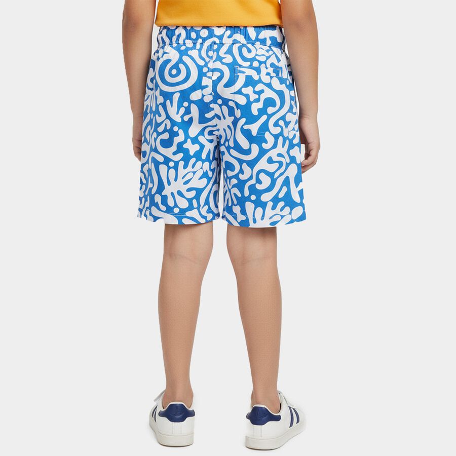 Boys' Blue Cotton Regular Fit Bermuda Shorts, Mid Blue, large