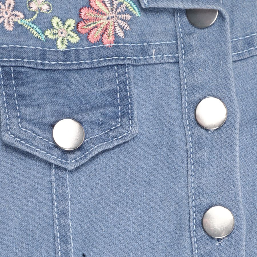 Girl's Embellished Straight Light Blue Frock, Light Blue, large image number null
