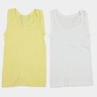Boys Yellow Cotton Round Neck Vest, Yellow, small