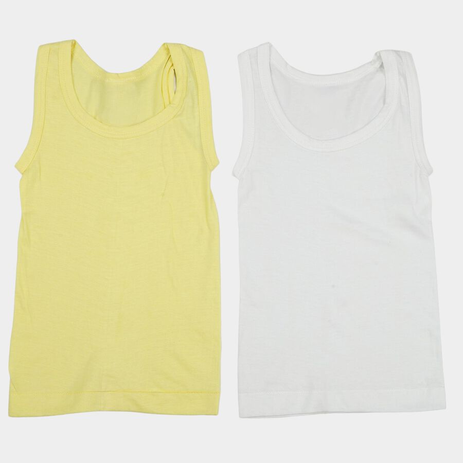 Boys Yellow Cotton Round Neck Vest, Yellow, large